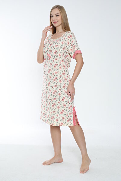 MİSS LOLİTA Cămașă de noapte cu mânecă scurtă, 100% bumbac, cu decolteu în V, cu nasturi, pentru femei 520