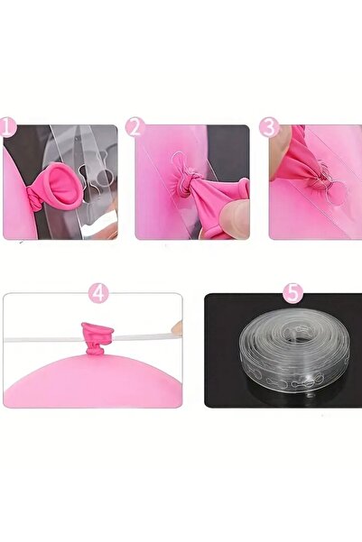 Deniz Party Store 1 Adet 5 Metre Balon Zincir Apartı 1 Adet 100 Lü Balon Yapıştırma Bandı 2 li Set