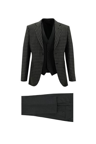 Abdullah Kiğılı Slim Fit Wool Suit - With Vest