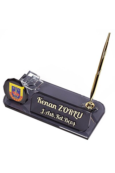 isimliksepeti Jandarma Kristal Masa Isimliği Terfi Hediyesi Masaüstü Isimlik