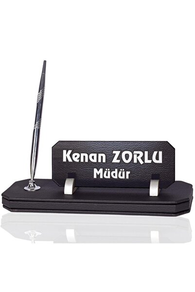 isimliksepeti Cruze Deri Masa Isimlik Iş Yeri Hediyesi Ofis Masa Isimliği Gümüş