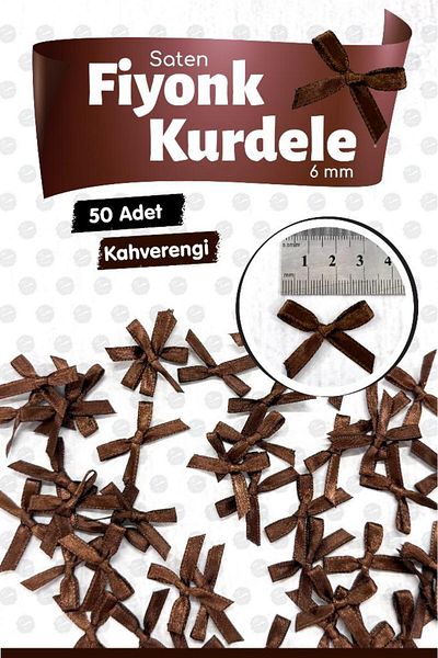 t tuğset etiket Bow Satin 6 mm Ribbon Bow Ribbon Ornament 50 Pieces -T1380