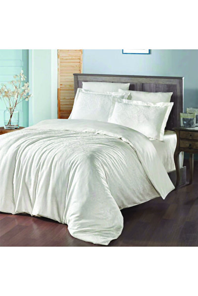 MAXSTYLE Set cuvertură dublă din satin jacquard Soho crem