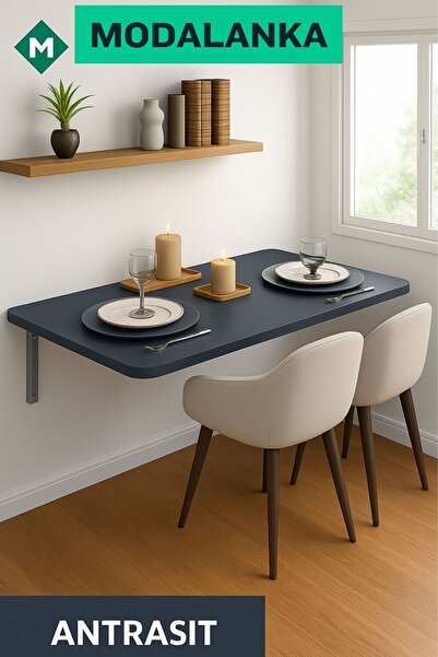 Modalanka Duvara Monte Katlanabilir Masa | Çok Amaçlı Çalışma Yemek Masası Ofis Mutfak İçin Pratik Tasarım