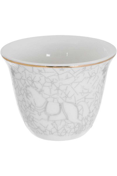Alsaif Gallery Al Saif Gallery Arabic coffee cups set, 12 pieces - horse engraving in gold script