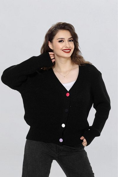 Fox Life Kids Women's Colorful Button Detailed Knitted Cardigan Flt1008