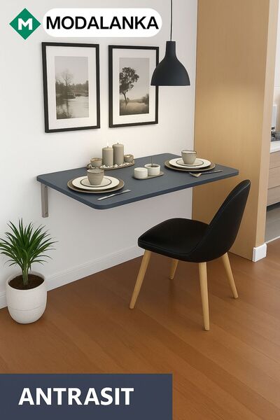 Modalanka Duvara Monte Katlanabilir Masa | Çok Amaçlı Çalışma Yemek Masası Ofis Mutfak İçin Pratik Tasarım