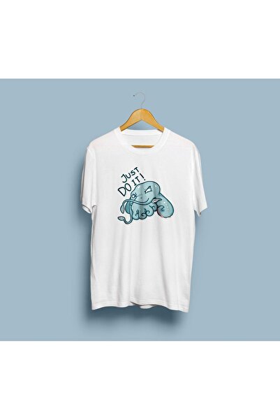 Generic Brand Unisex T-shirt Just Do It με σχέδιο χταποδιού και Oversized