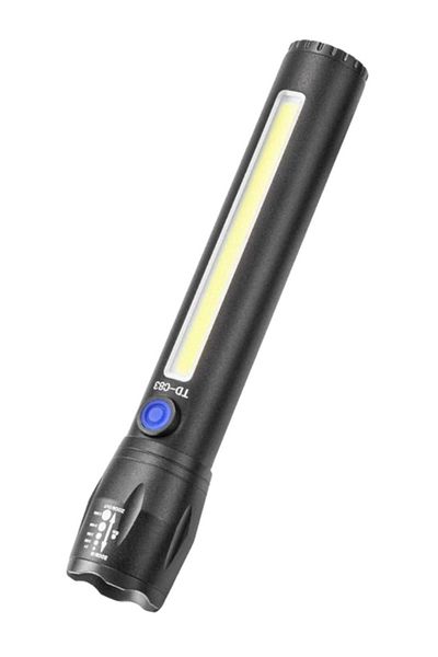 MACON 2 Piece USB Rechargeable Zoomable Flash Light - Black