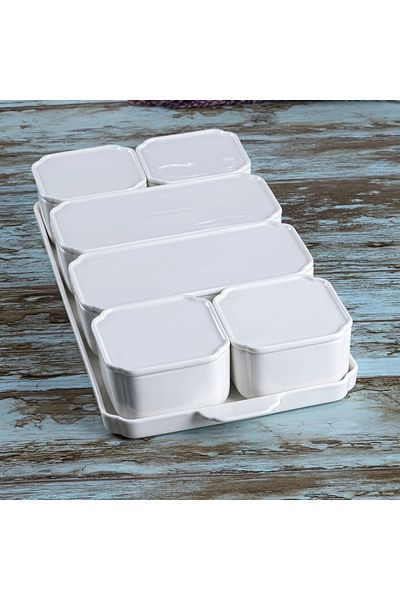 AROW Pure 7-Piece Porcelain Breakfast Set with Lid