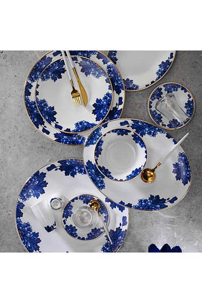 EVALIZA King Flower Gold 42 Piece Breakfast Set for 6 People