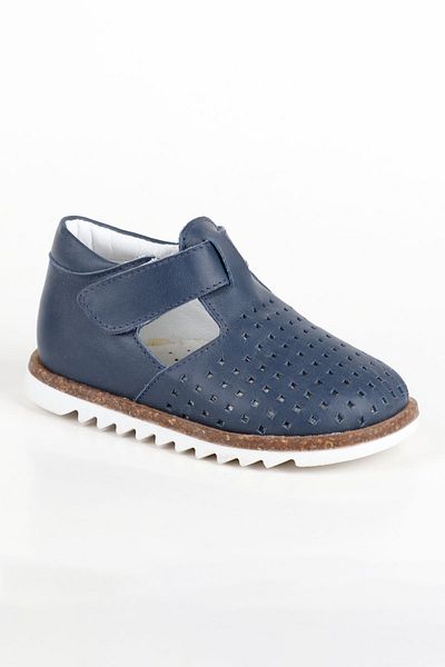 Süperland Genuine Leather First Step Shoes Baby Boy Navy Blue Sandals Orthopedic Soled Lightweight Sandals