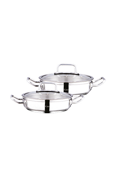 Aryıldız Elegant Cam Kapak 4 Parça Çelik Sahan Seti