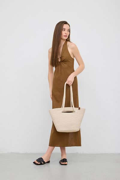 Shule Bags Ψάθινη τσάντα ώμου Santa Cream