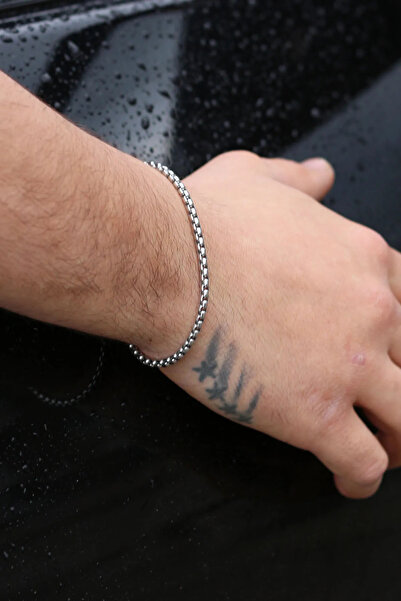 Takı Dükkanı سوار رجالي رياضي بنموذج سلسلة فولاذية 3 مم 21 سم eck07b