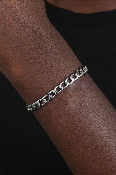 Takı Dükkanı Gourmet Stainless Steel Men's Bracelet Thick Chain 6 mm H081B