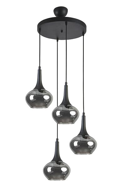 Modavize Nero Modern Design 4-Piece Chandelier - Black Smoke Glass Kitchen and Bedroom