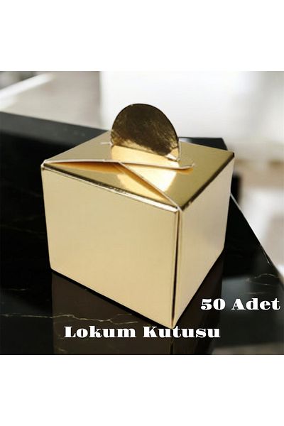 Deniz Party Store Square Cardboard Turkish Delight Bowl Shiny Gold Color 50 Liters
