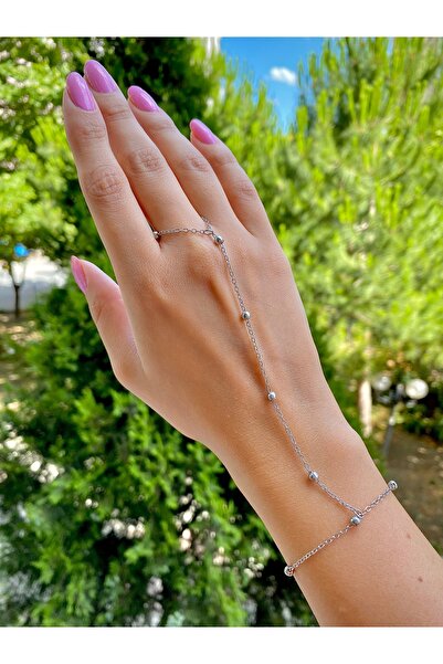 WiLi Trend Gümüş Renk Çelik Topçuklu Ayarlanabilir Şahmeran Bileklik