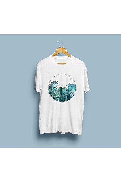 Generic Brand Unisex Oversize Waves Design T-shirt