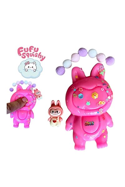tmtoysandmore Labubu Fu Fu Squishy Pati Figür Taba Sukuşi Pullu Stres Asmr Oy...
