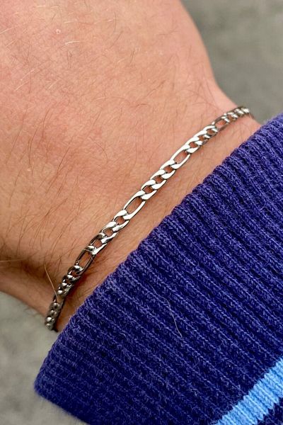 Takı Dükkanı Men's Sports Model - Stainless Steel 4mm Figaro Chain Bracelet eck55b