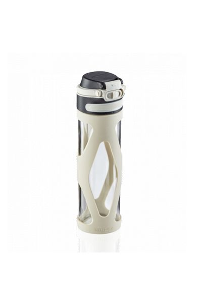 Leifheit Water Bottle Glass Silicone Cream 600 ml