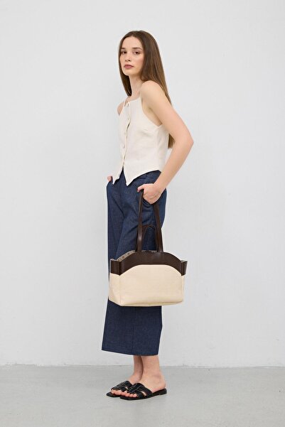 Shule Bags Higgs Canvas Brown Shoulder Bag
