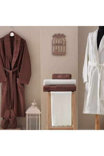 MAXSTYLE Bambu Ahsen 8 Parça Aile Seti Krem-kahve