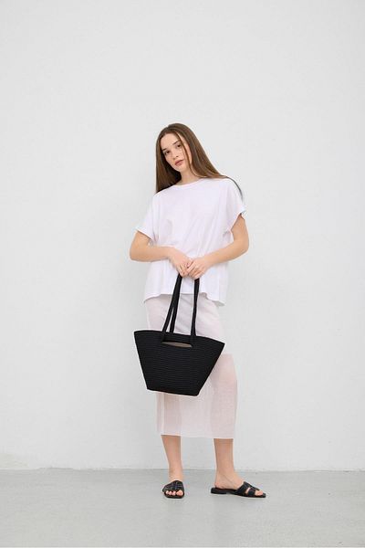 Shule Bags Santa Black Handheld Straw τσάντα ώμου