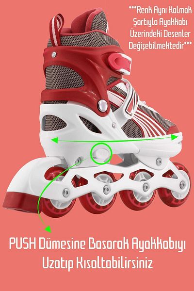 Telvesse Red Illuminated Metal Base Skate - Adjustable Caster and Size Practice Children's Teenager Skates 8780