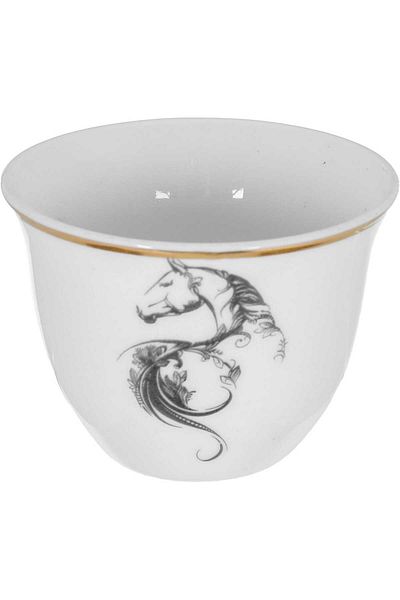 Alsaif Gallery Al Saif Gallery Arabic coffee cups set, 12 pieces - horse engraving in gold script