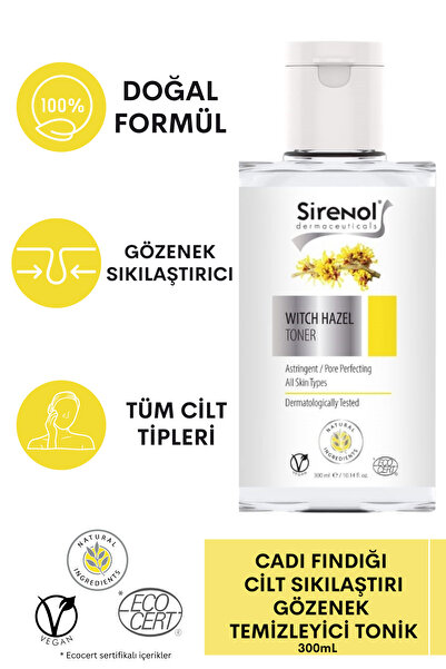 Sirenol Doğal Cadı Fındığı Cilt Sıkılaştırıcı Tonik Ve Yüz Yıkama Köpüğü Set (1 Adet Ped Hediyelidir