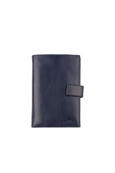 Cangurione Navy Blue Genuine Leather Long Men's Wallet with Plenty of Card Holders and Coin Compartment and Zipper