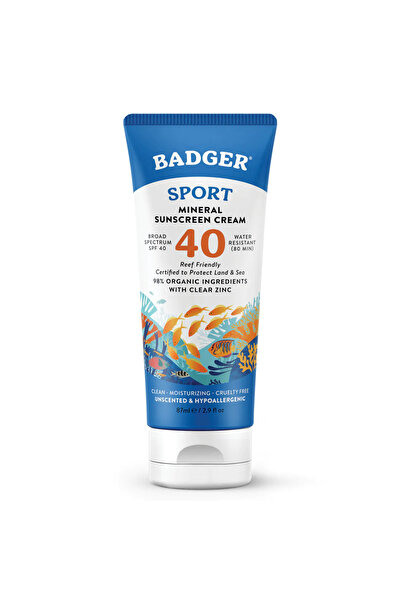 Badger واقي شمس شفاف بدون رائحة من الزنك بعامل حماية من الشمس 40، 87 مل