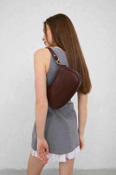 Shule Bags Τσάντα Farme Δερμάτινη Καφέ Μπαγκέτα