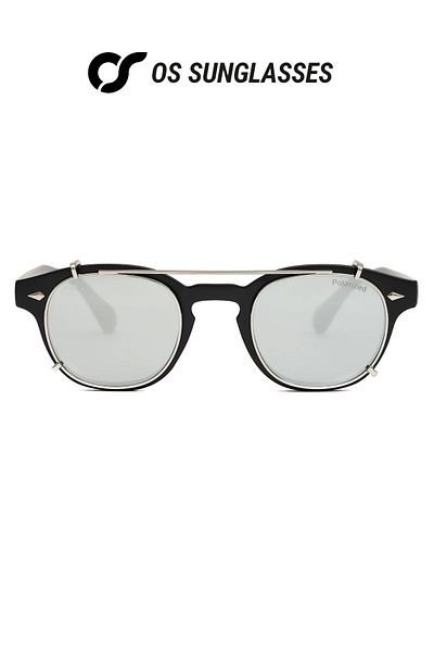 OS Sunglasses Ochelari de soare cu clips Berlin negri cu oglindă pentru bărbați și femei