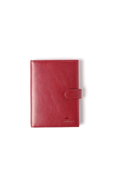 Cangurione Long Genuine Leather Passport Holder with Red Transparent and Fixed Card Holder Section