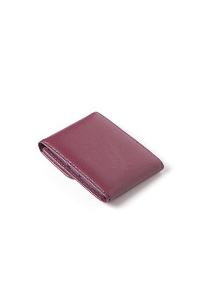Cangurione Purple Genuine Leather - Removable Small Card Holder with Snap Closure, Transparent Section