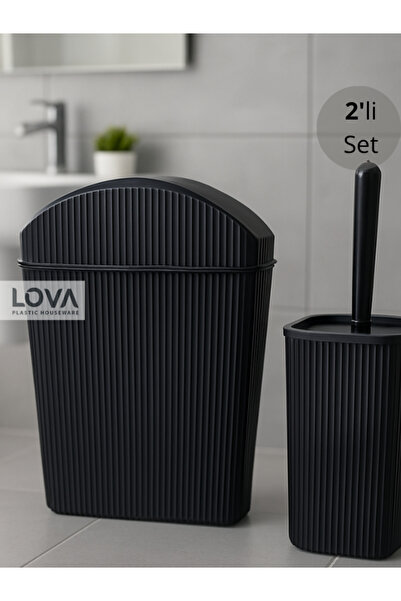 Lova 2 Set Banyo Çöp Kovası,WC Fırçası