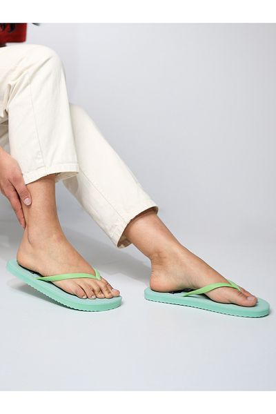 HANOX Women's Comfortable Green Printed Flip Flops Beach Slippers Flipflops