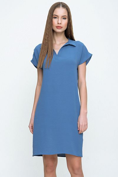 NEW LAVİVA Women's Indigo Midi Length Polo Neck Aerobin Dress- 700-2883