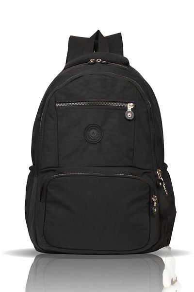 Av A Dos UniSex Black Backpack - Water ReSiStant, Crinkle Fabric, Large Size School and Travel Bag