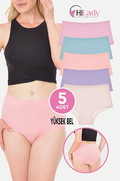 Hilady Γυναικείο Σλιπ Lycra Ελαστικό Βαμβακερό Υφασμάτινο Ψηλόμεσο Σλιπ Απαλά Χρώματα
