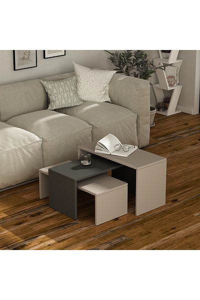 Mourah Home Kanta Modern Coffee Table Light Mocha/Dark Grey