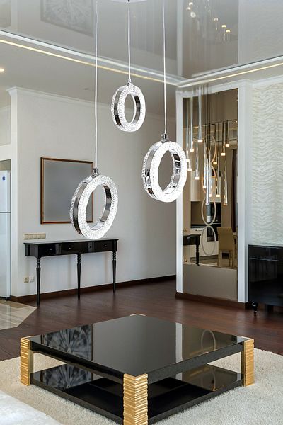Fer Avize Işıl Chrome Modern Chandelier - 3-Piece Pendant Lamp Row Living Room and Kitchen Living Room