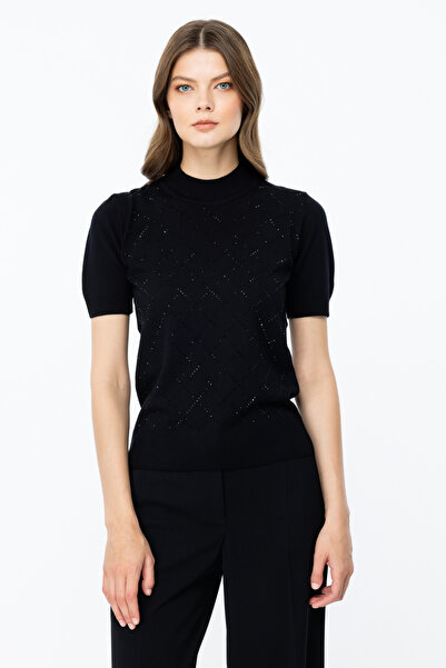 ON Taşlı Desenli Triko Kazak