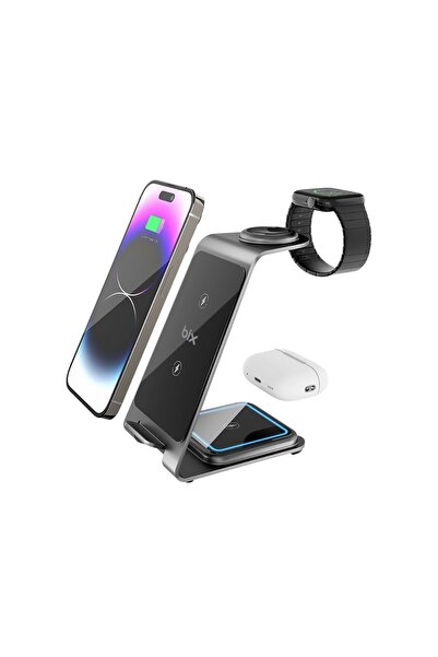 Bix 15w 3’ü 1 Arada Iphone Apple Watch Airpods Uyumlu Ultra Ince Manyetik Kablosuz Şarj Istasyonu