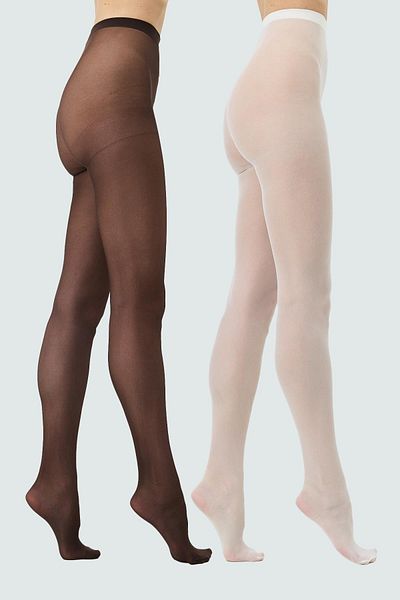 C&City Thin Plus Size 40 Opaque 2-Piece Pantyhose Ecru/Coffee