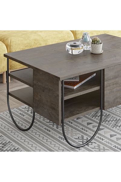 Mourah Home Norfolk Modern Coffee Table Dark Coffee Multipurpose H 43.6cm Dark Brown
